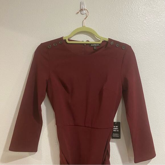 Express Burgundy Belted Midi Dress Sz XS NWT - Picture 4 of 13